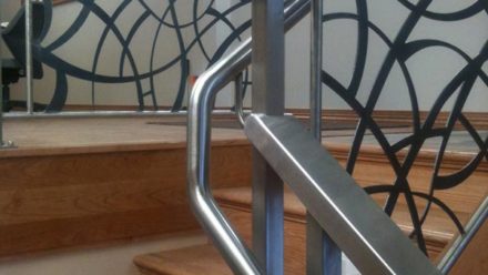 Photo of Sheet Metal Inc fabricated stairway handrailings
